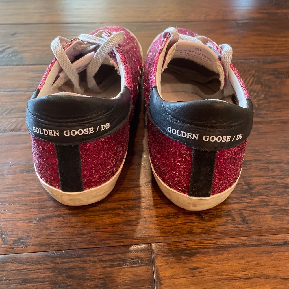 Golden Goose superstar pink glitter sneakers, size 38.